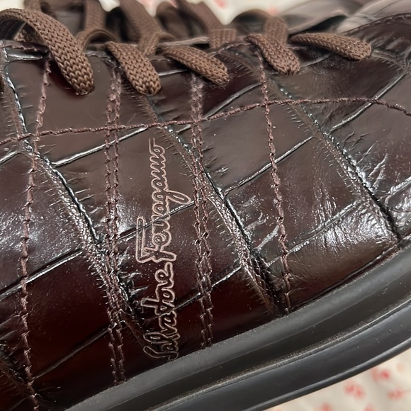 Salvatore Ferraragamo Mens Brown Crocodile Leather Sneakers - Picture 9 of 9